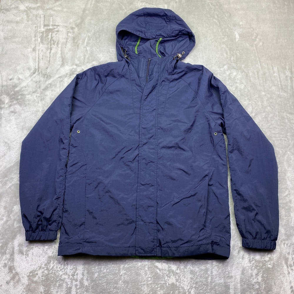 Lucky Brand Grey Label Navy Blue Hooded Lightweight Jacket Size S Grunge Outdoor
